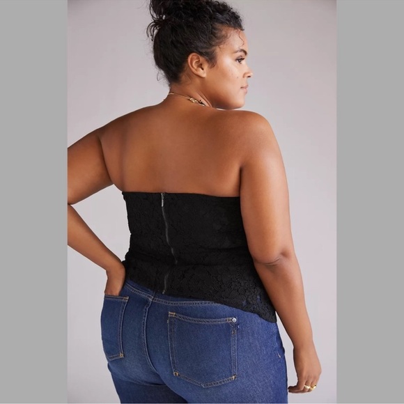 NWOT Anthropologie Mare Mare Corseted Lace Tube Top Black Plus Size 3X Strapless - Picture 2 of 6